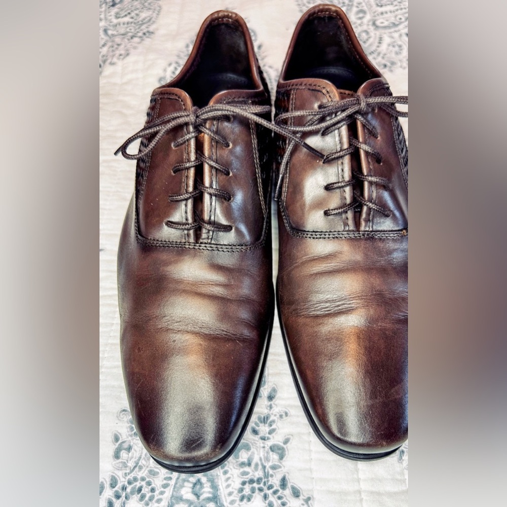 Bruno Magli Milos Woven Leather Oxford Shoes Men's 9 Made in Italy